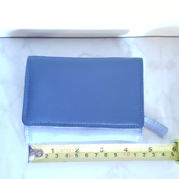 Leather Wallet with Zip Coin Section, Purple Navy - Picture 4 of 14